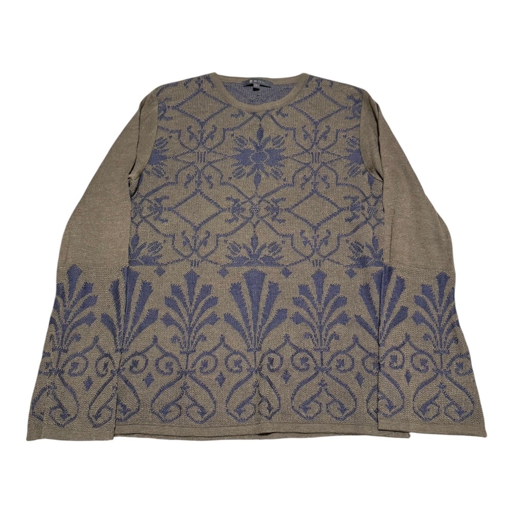Sol‎ Baby Alpaca Silk Peru Geometric Patterned Long Sleeve Shirt Women's S FLAW